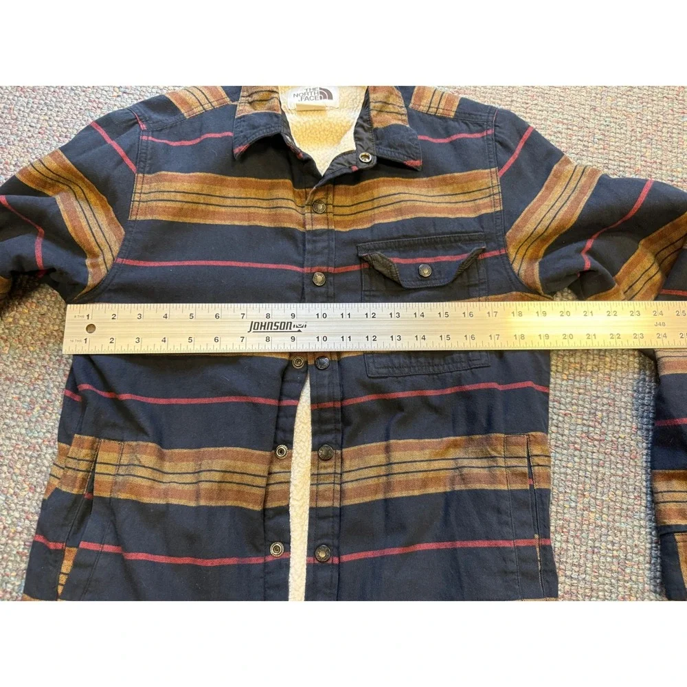 The North Face Campshire Sherpa Lined Shirt Jacket Navy Stripe NF0A4QPM Mens S